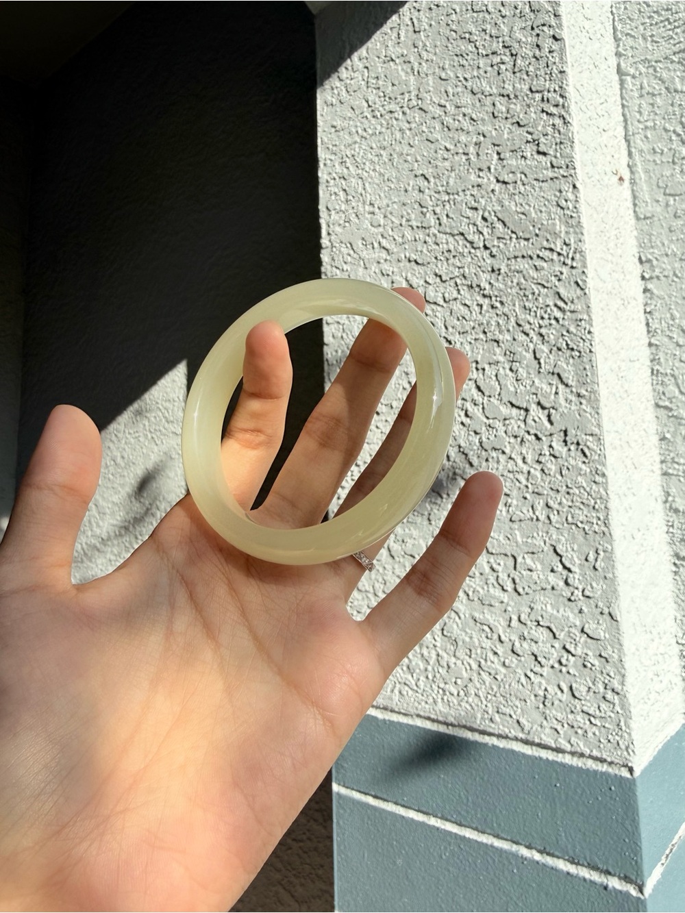 Real Natural Grade A Xiuyan Jade Bangle Bracelet  Size 7.5”